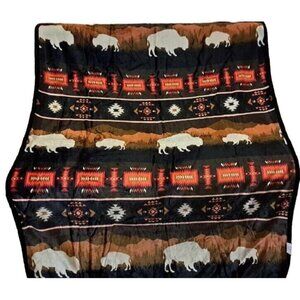 New Black Rustic Bison Buffalo Sherpa Plush Throw Gift Blanket Native American
